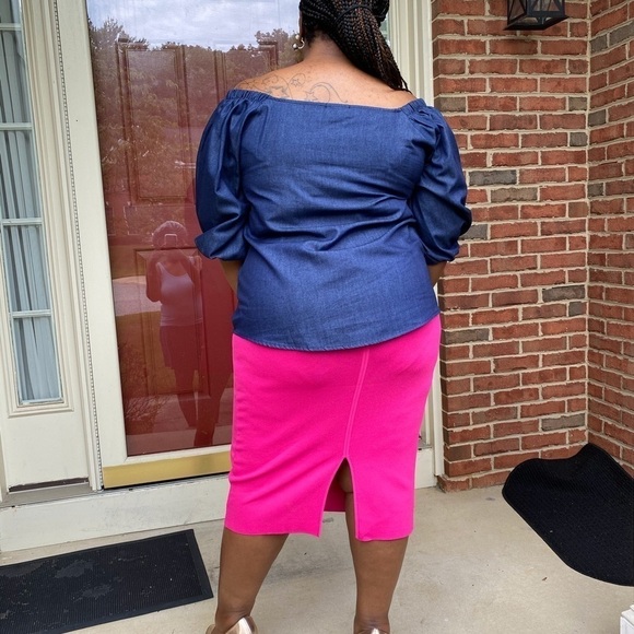 Denim Off Shoulder Tunic - Picture 8 of 10